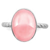 Curata 925 Sterling Silver 9x7mm Cabochon Rose Quartz Ribbed Ring