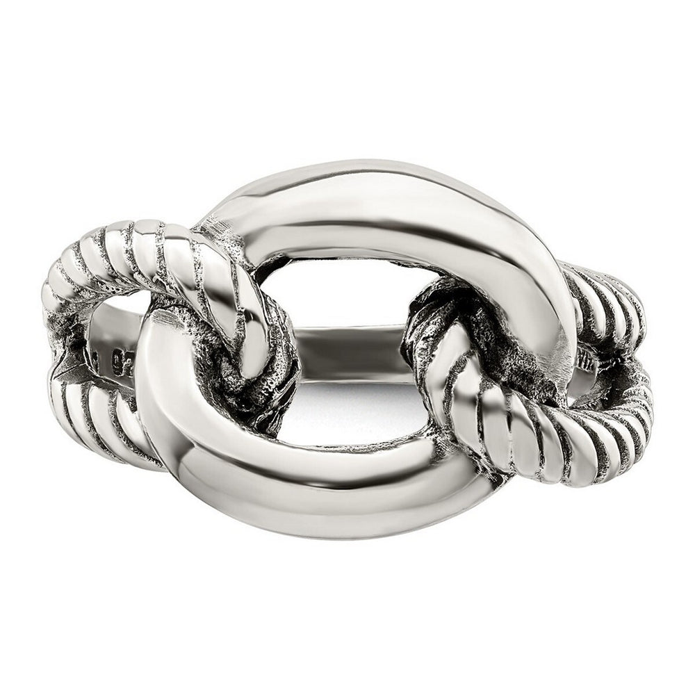 Curata 925 Sterling Silver Antiqued Rope Knot Ring