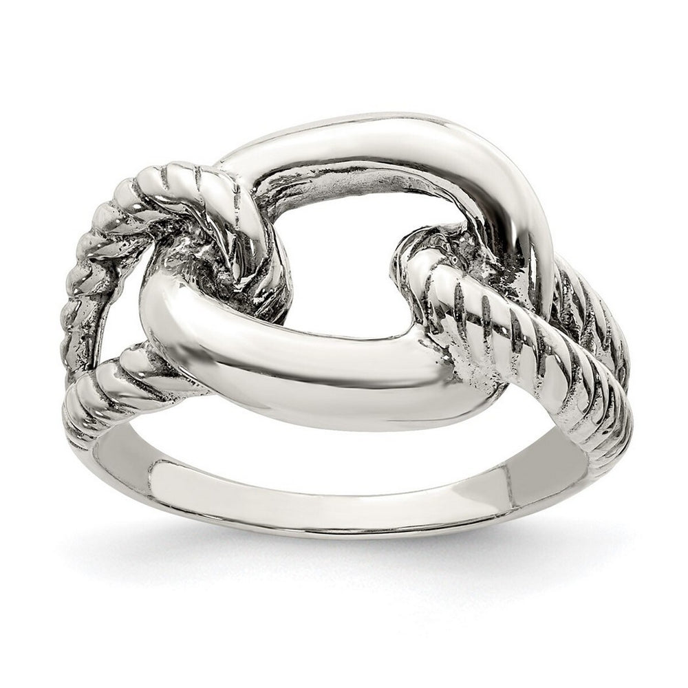 Curata 925 Sterling Silver Antiqued Rope Knot Ring