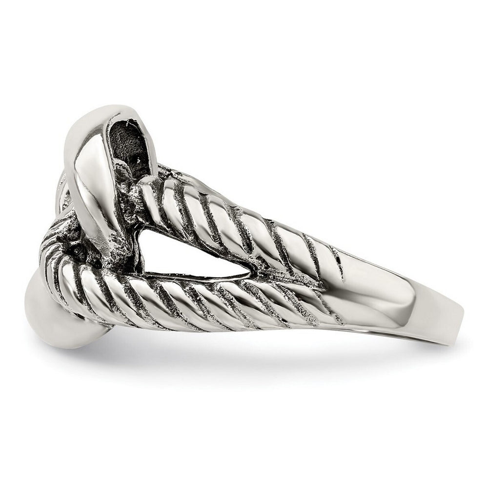 Curata 925 Sterling Silver Antiqued Rope Knot Ring