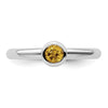 Curata 925 Sterling Silver Bezel 4mm Round Citrine Ring