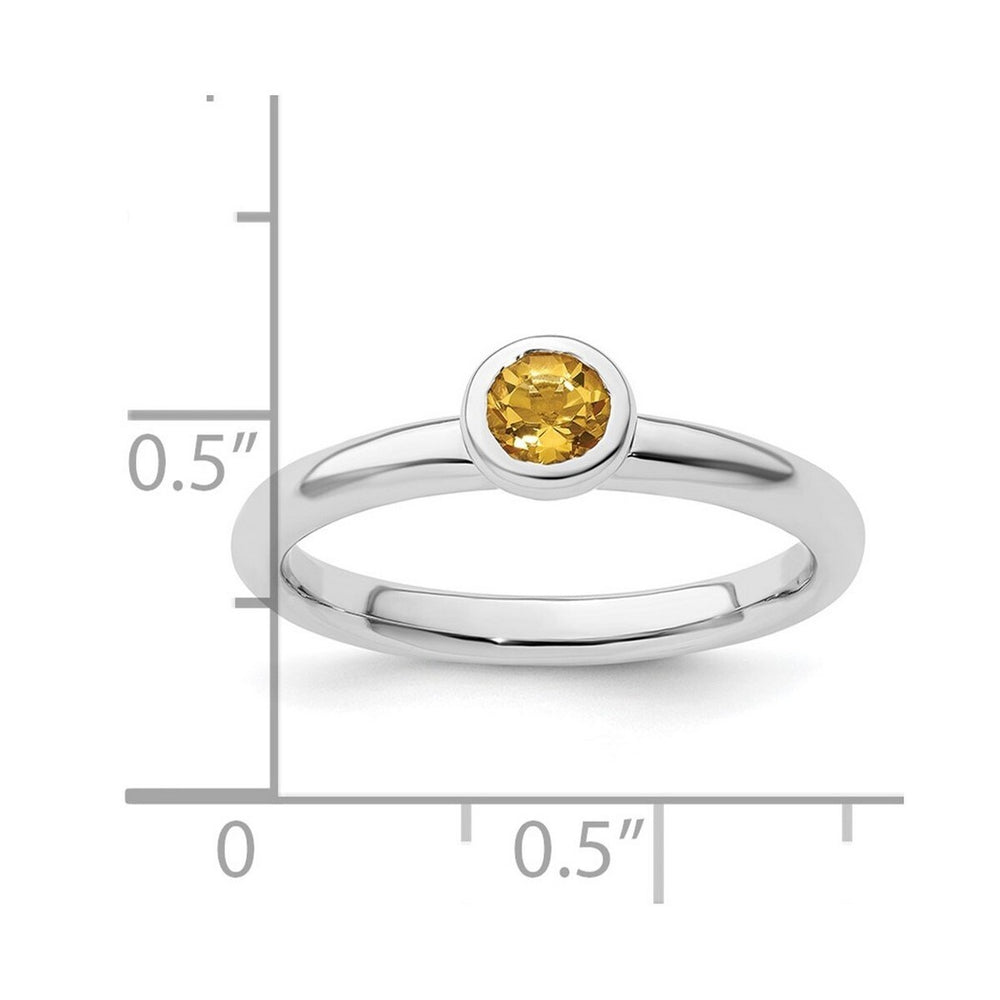 Curata 925 Sterling Silver Bezel 4mm Round Citrine Ring