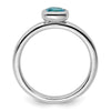 Curata 925 Sterling Silver Bezel 5mm Cushion Cut Blue Topaz Ring