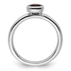 Curata 925 Sterling Silver Bezel 5mm Cushion Cut Garnet Ring