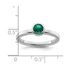 Curata 925 Sterling Silver Bezel 5mm Round Created Emerald Ring