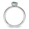 Curata 925 Sterling Silver Bezel 5mm Round Created Emerald Ring