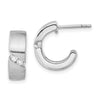 Curata 925 Sterling Silver Brushed 14x16mm Half Hoop Cubic Zirconia Earrings