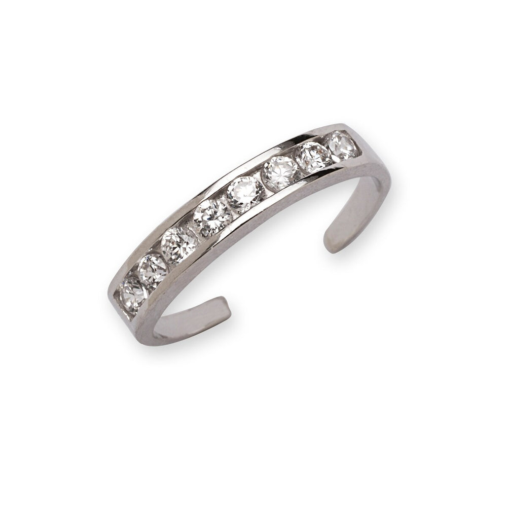 Curata 925 Sterling Silver Classic Cubic Zirconia Band Adjustable Toe Ring