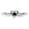 Curata 925 Sterling Silver Created Sapphire Small Heart Ring