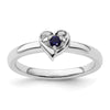 Curata 925 Sterling Silver Created Sapphire Small Heart Ring