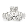 Curata 925 Sterling Silver Cubic Zirconia Irish Claddagh Celtic Ring