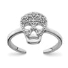 Curata 925 Sterling Silver Cubic Zirconia Skull Adjustable Toe Ring