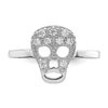 Curata 925 Sterling Silver Cubic Zirconia Skull Adjustable Toe Ring