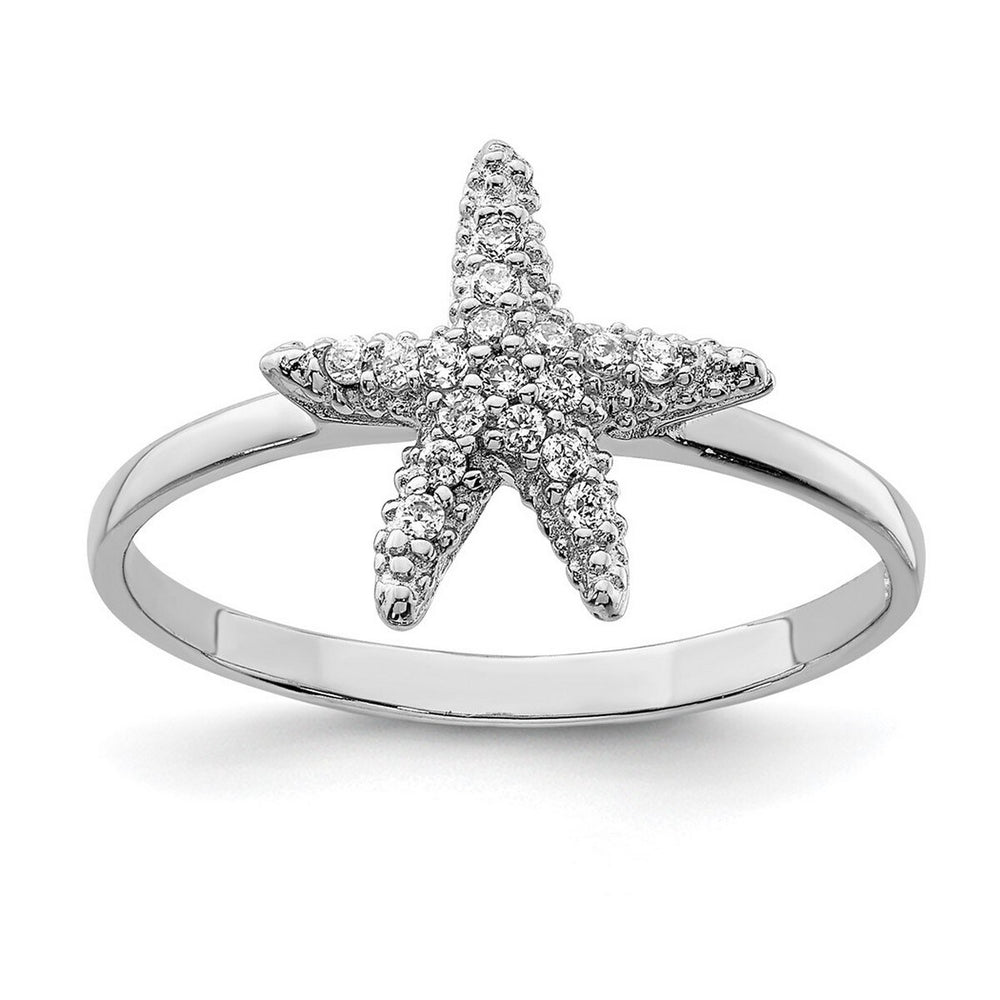 Curata 925 Sterling Silver Cubic Zirconia Starfish Ring