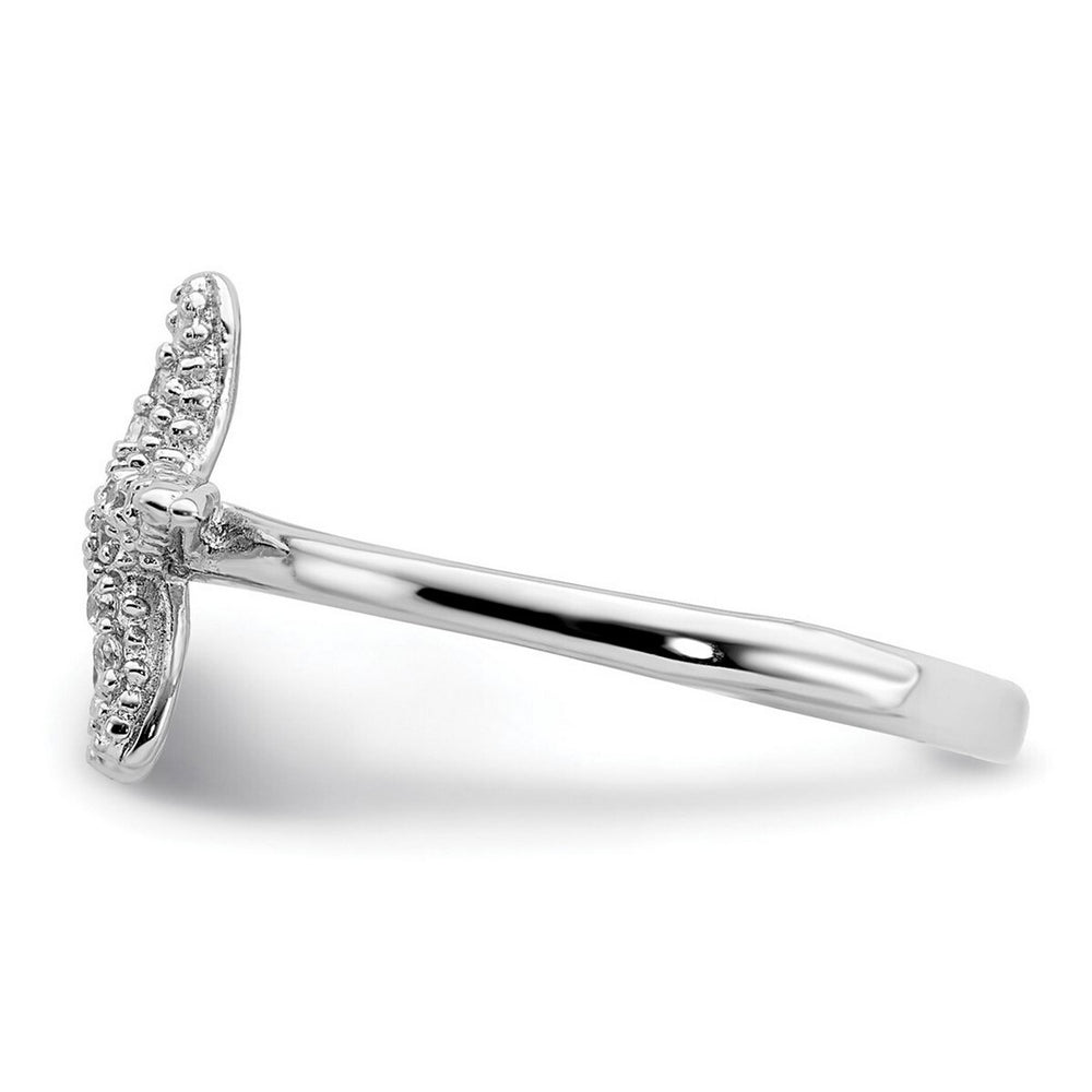 Curata 925 Sterling Silver Cubic Zirconia Starfish Ring