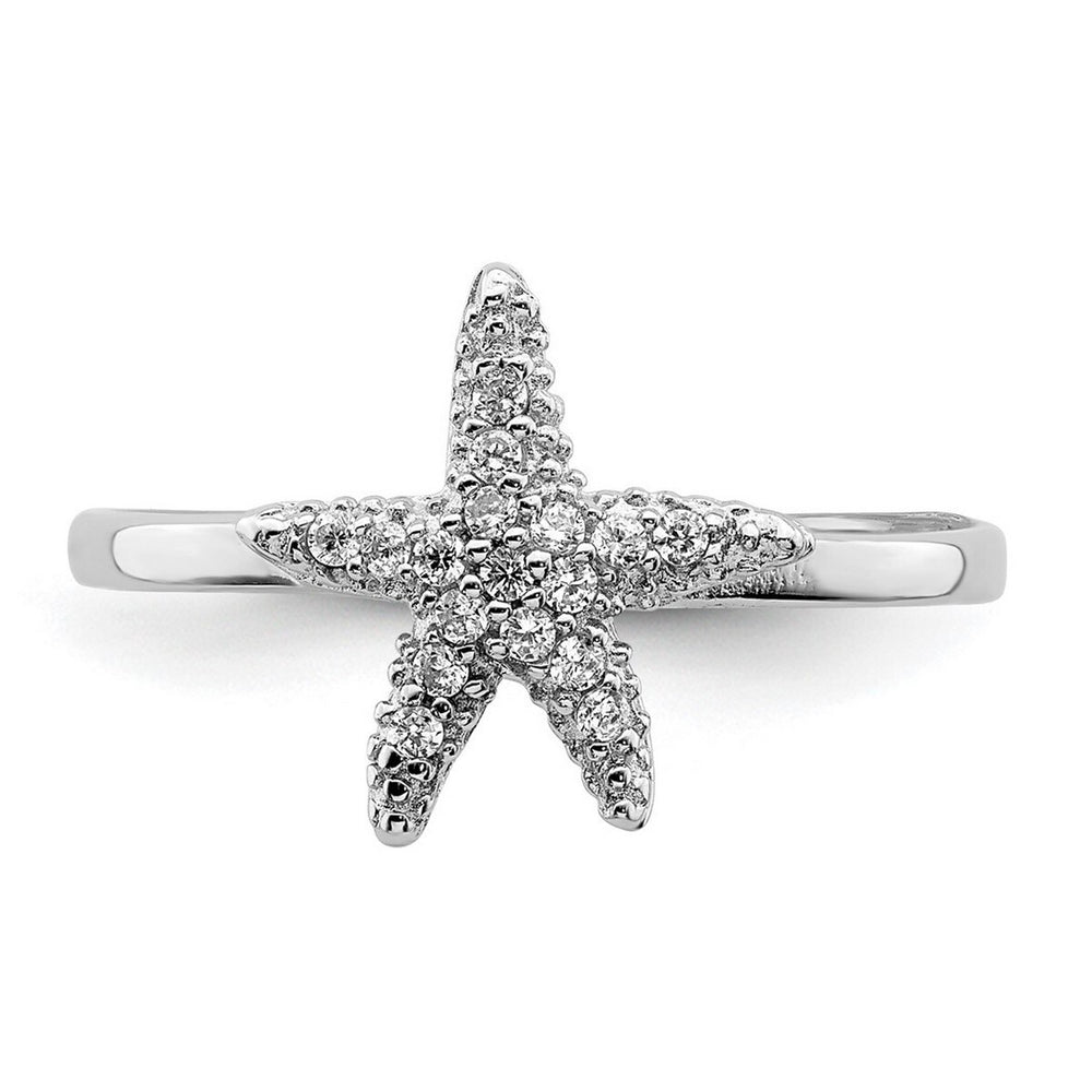 Curata 925 Sterling Silver Cubic Zirconia Starfish Ring