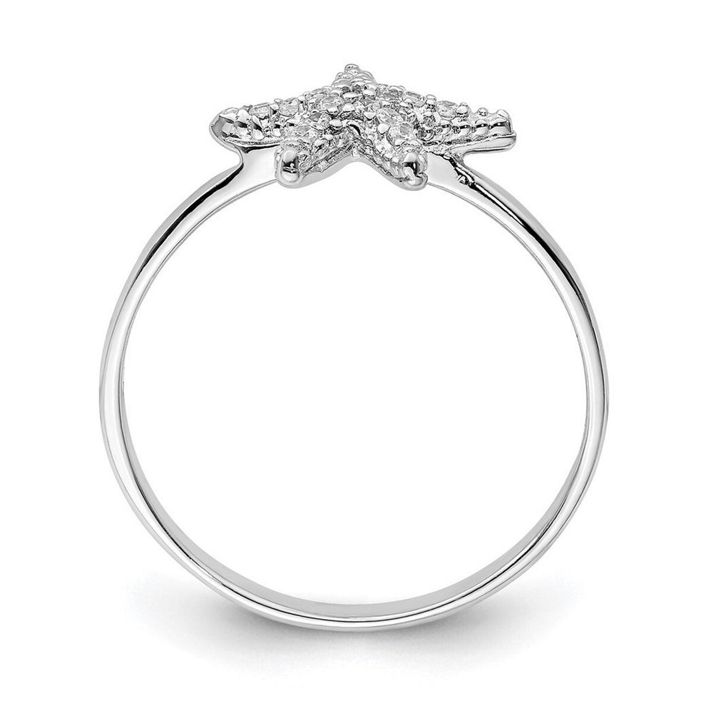 Curata 925 Sterling Silver Cubic Zirconia Starfish Ring