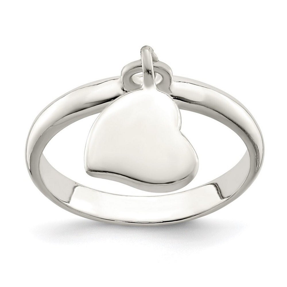 Curata 925 Sterling Silver Dangling Polished Heart Ring