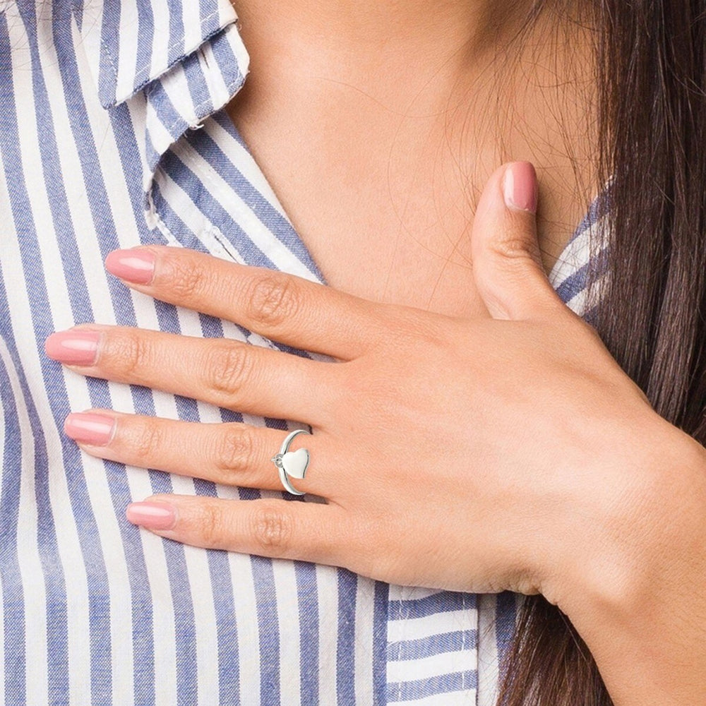 Curata 925 Sterling Silver Dangling Polished Heart Ring