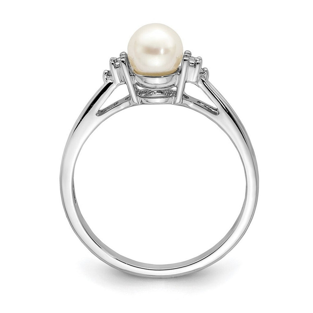 Curata 925 Sterling Silver Diamond and Freshwater Cultured Pearl Ring