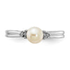 Curata 925 Sterling Silver Diamond and Freshwater Cultured Pearl Ring