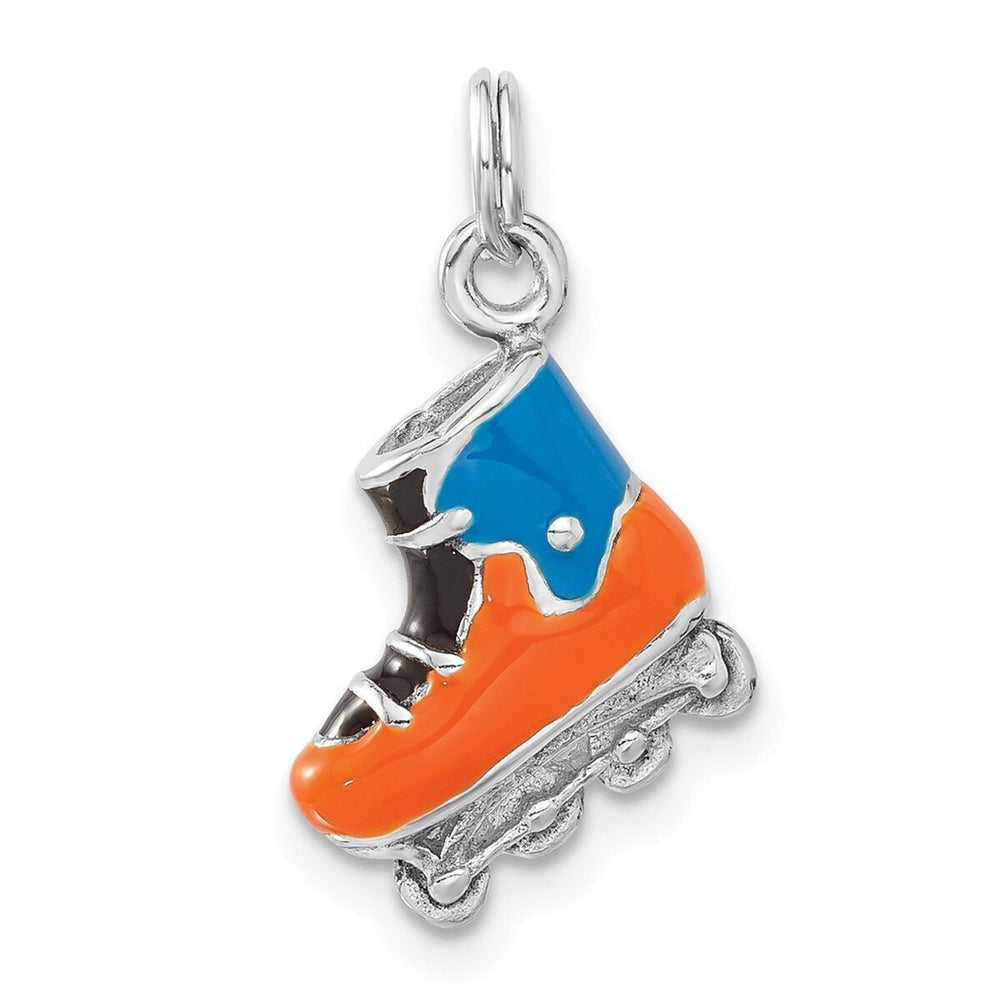 Curata 925 Sterling Silver Enameled Polished Roller Blade Charm Pendant Necklace Measures 22x12.6mm Wide