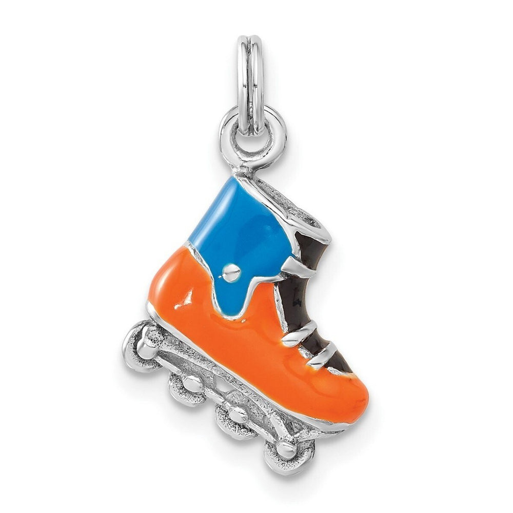 Curata 925 Sterling Silver Enameled Polished Roller Blade Charm Pendant Necklace Measures 22x12.6mm Wide