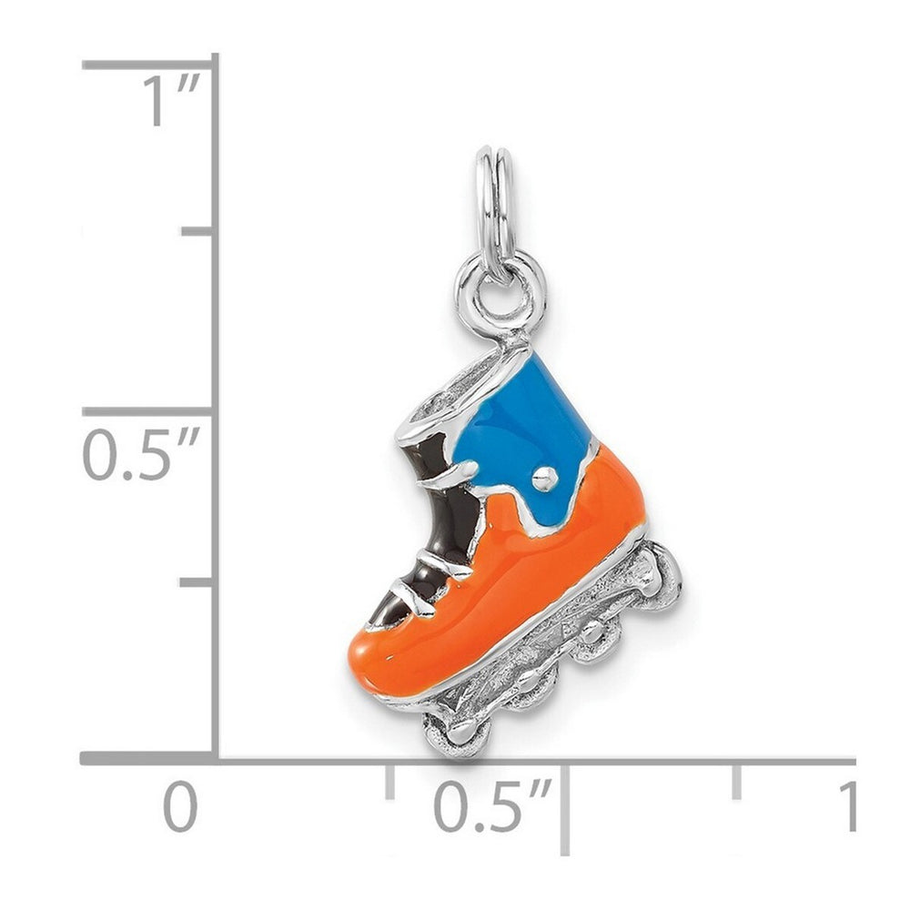 Curata 925 Sterling Silver Enameled Polished Roller Blade Charm Pendant Necklace Measures 22x12.6mm Wide