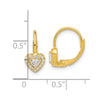 Curata 925 Sterling Silver Gold-Tone 6.7x14.3mm Cubic Zirconia Love Heart Leverback Earrings