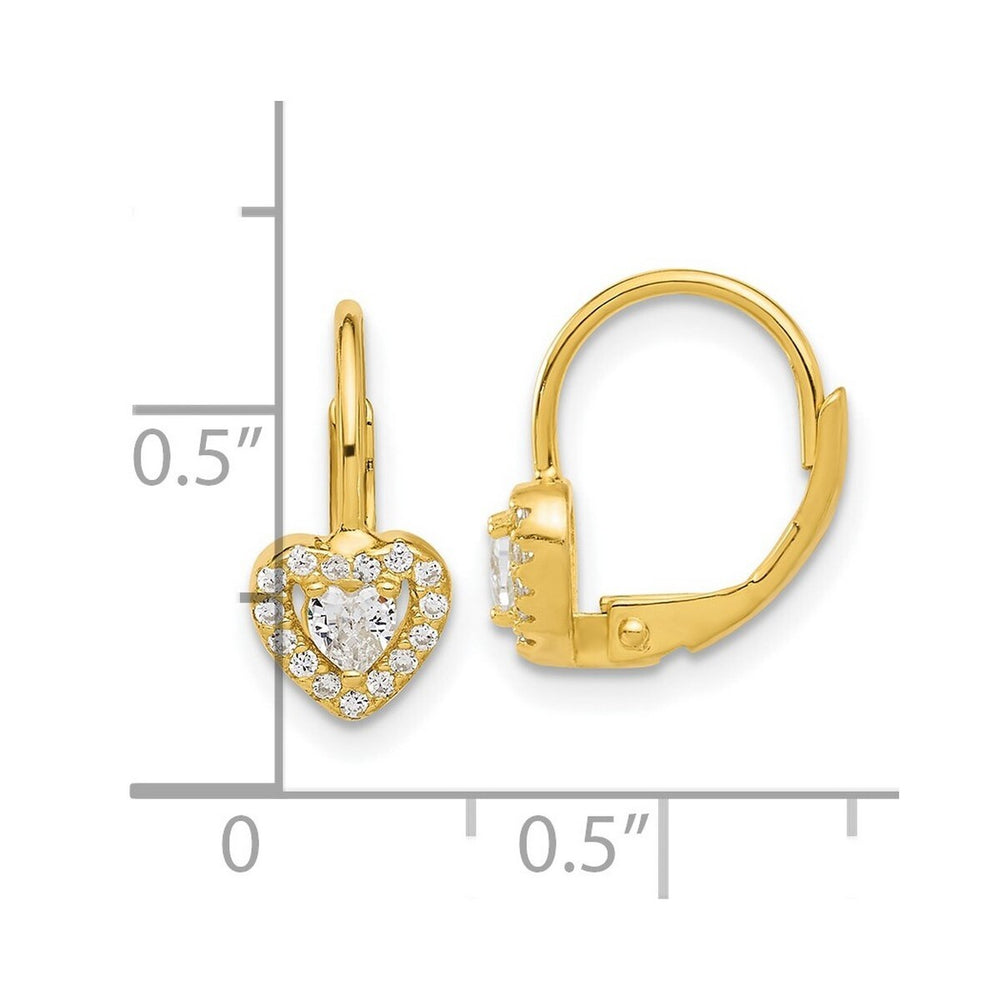 Curata 925 Sterling Silver Gold-Tone 6.7x14.3mm Cubic Zirconia Love Heart Leverback Earrings