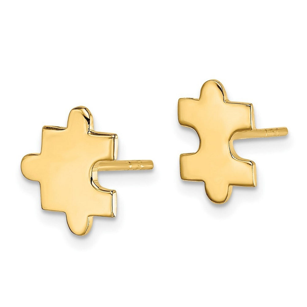 Curata 925 Sterling Silver Gold-Tone Polished 7.18x10.73mm Puzzle Piece Post Earrings