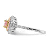 Curata 925 Sterling Silver Gold tone Pink and White Cubic Zirconia Engagement Ring