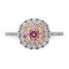 Curata 925 Sterling Silver Gold tone Pink and White Cubic Zirconia Engagement Ring