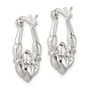 Curata 925 Sterling Silver Hollow Polished 21x22mm Hinged Irish Claddagh Trinity Knot Post Hoop Earrings