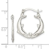 Curata 925 Sterling Silver Hollow Polished 21x25mm Hinged Kissing Dolphins Hoop Post Earrings