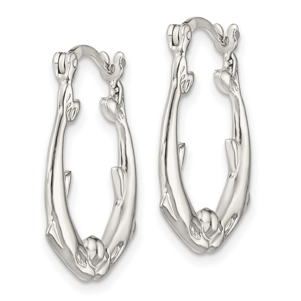 Curata 925 Sterling Silver Hollow Polished 21x25mm Hinged Kissing Dolphins Hoop Post Earrings