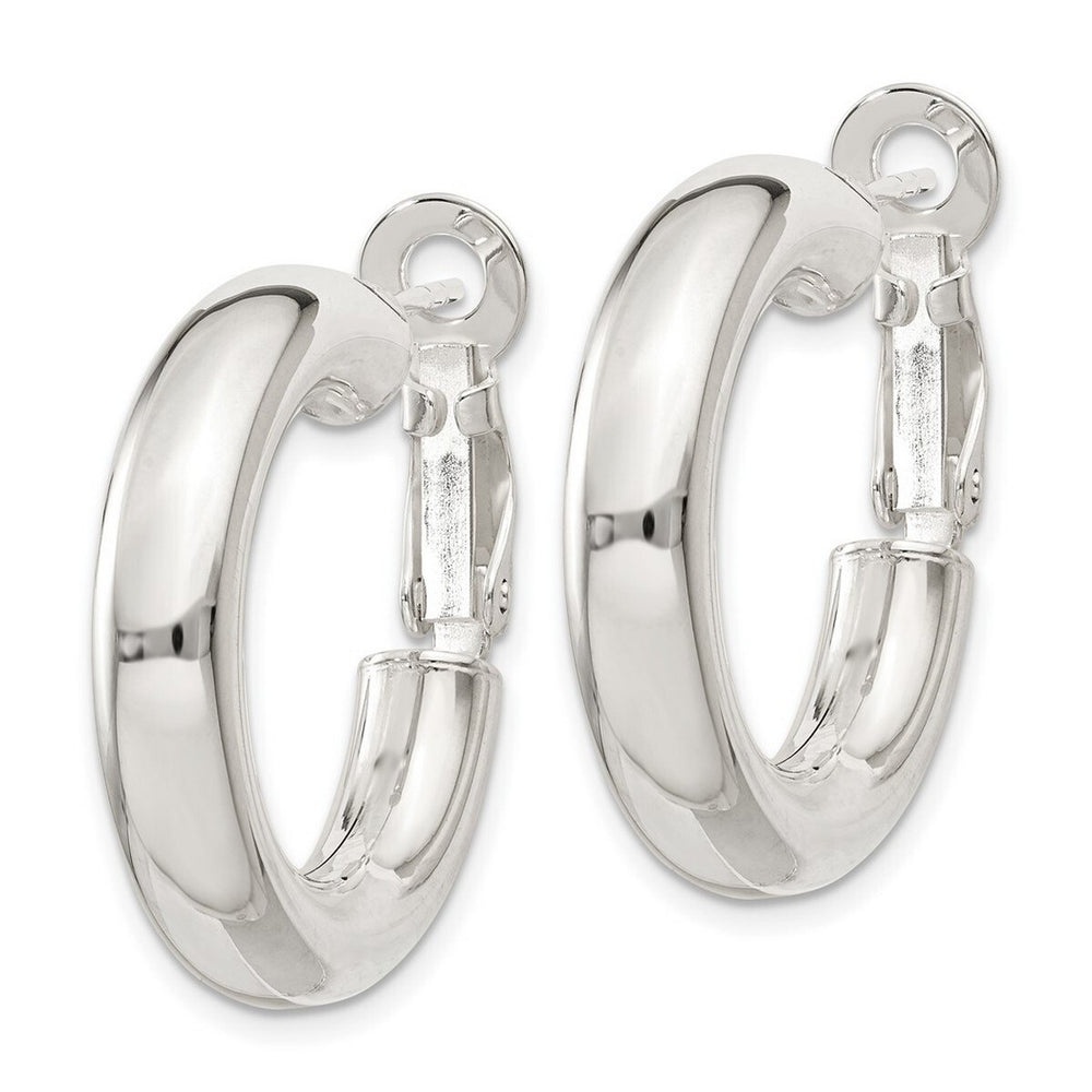 Curata 925 Sterling Silver Hollow Polished 5x15mm Omega Back Hoop Earrings