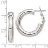 Curata 925 Sterling Silver Hollow Polished 5x15mm Omega Back Hoop Earrings