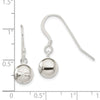 Curata 925 Sterling Silver Hollow Polished 8x23mm Sparkle Cut Bead Long Drop Dangle Hook Earrings