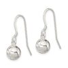 Curata 925 Sterling Silver Hollow Polished 8x23mm Sparkle Cut Bead Long Drop Dangle Hook Earrings