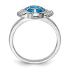 Curata 925 Sterling Silver Inlaid Simulated Blue Opal Turtle Ring