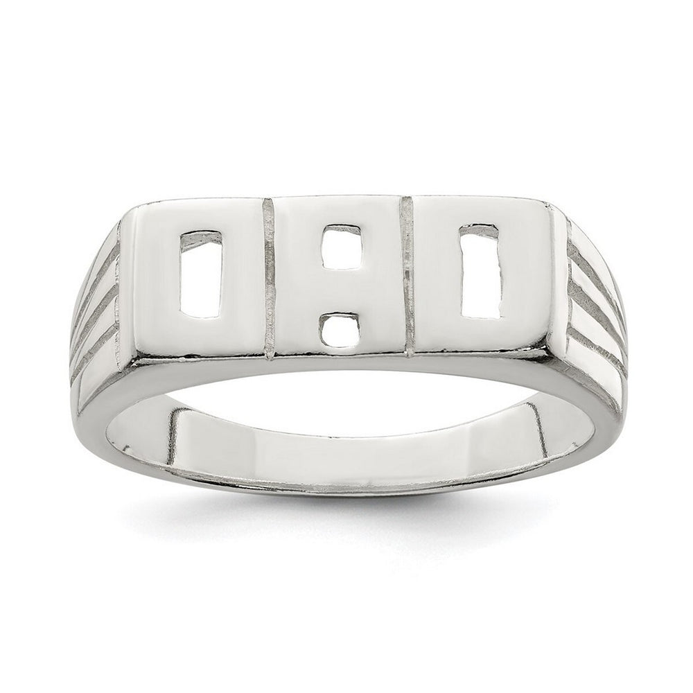 Curata 925 Sterling Silver Mens Block DAD Ring