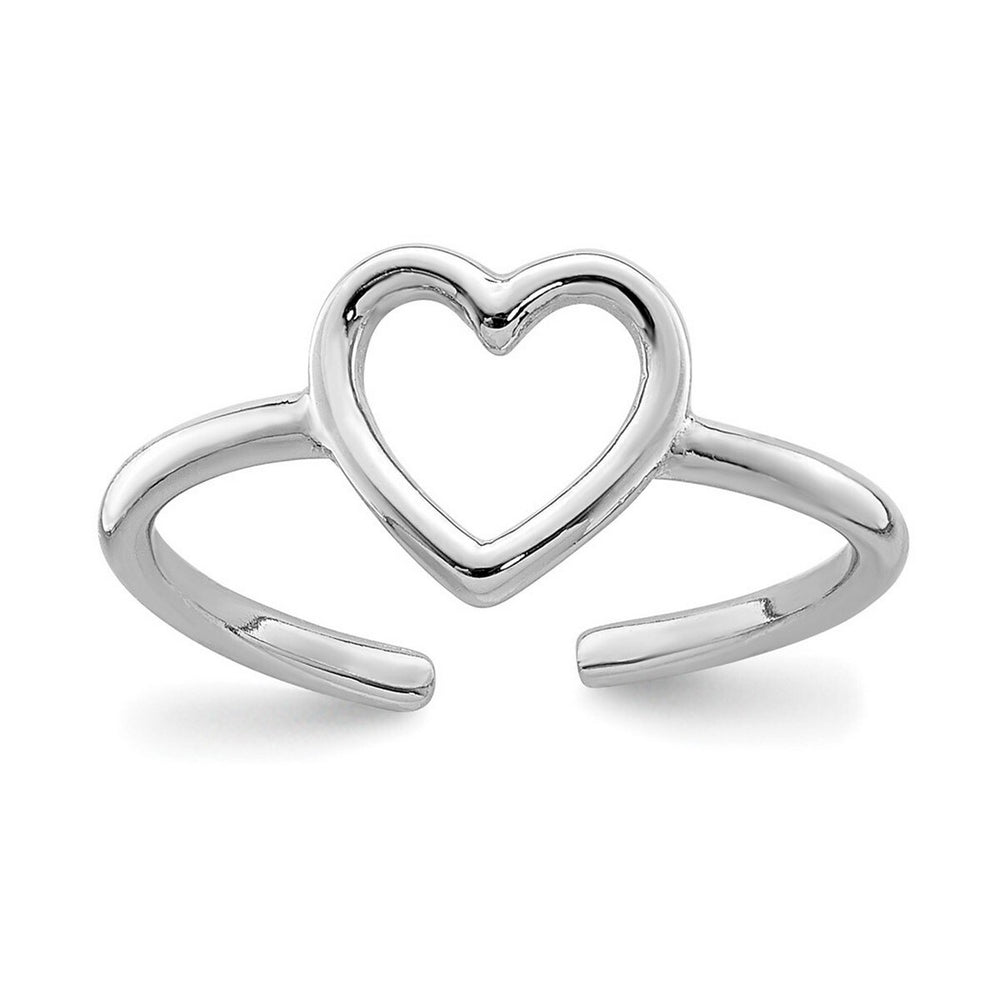 Curata 925 Sterling Silver Open Heart Adjustable Toe Ring