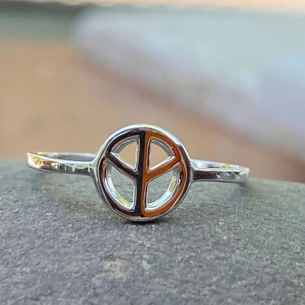 Curata 925 Sterling Silver Open Peace Sign Boho Adjustable Toe Ring