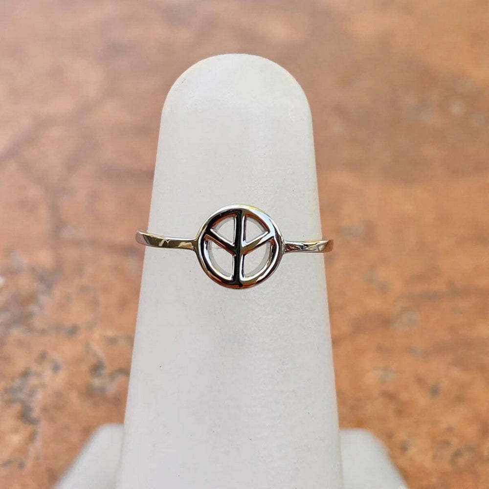 Curata 925 Sterling Silver Open Peace Sign Boho Adjustable Toe Ring