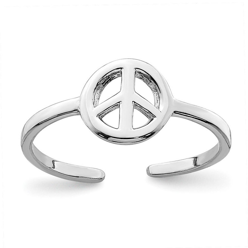 Curata 925 Sterling Silver Open Peace Sign Boho Adjustable Toe Ring