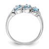 Curata 925 Sterling Silver Oval Swiss Blue Topaz and Diamond Slanted Band Ring