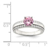 Curata 925 Sterling Silver Pink and Clear Cubic Zirconia Engagement Ring