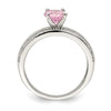 Curata 925 Sterling Silver Pink and Clear Cubic Zirconia Engagement Ring