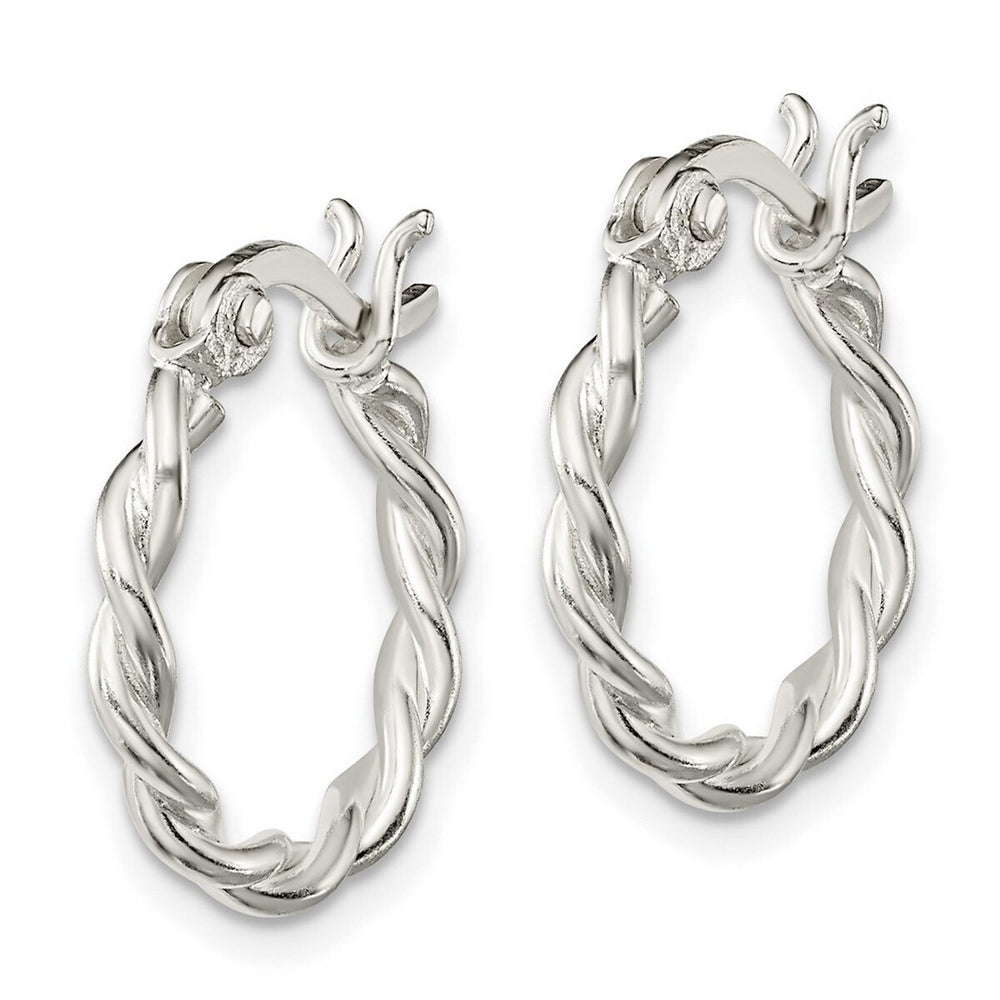 Curata 925 Sterling Silver Polished 12x20mm Hinged Twisted Hoop Post Earrings